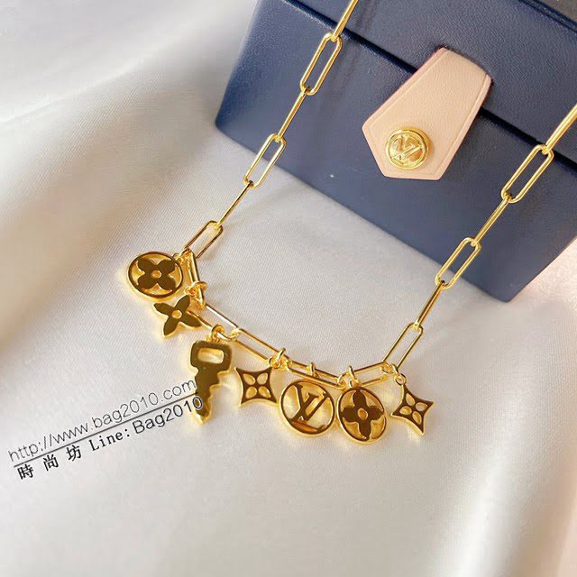 Louis Vuitton新款飾品 路易威登粗鏈多花項鏈 LV金色項鏈鎖骨鏈  zglv2145